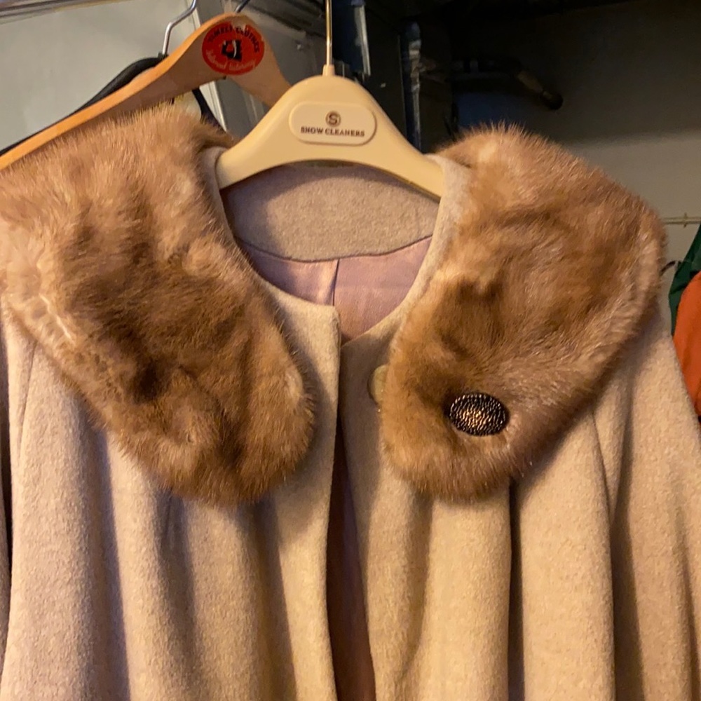 Vintage 50s cashmere coat with mink collar